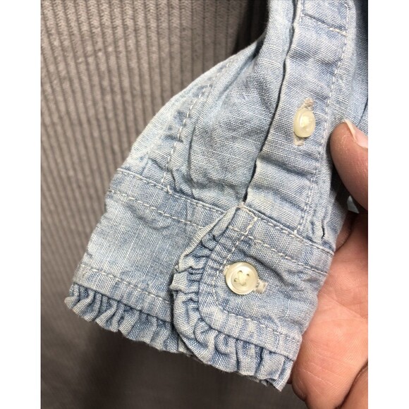 Polo Ralph Lauren Girls Denim Shirt Size 5 Button Up Round Ruffle Collar - Picture 7 of 14